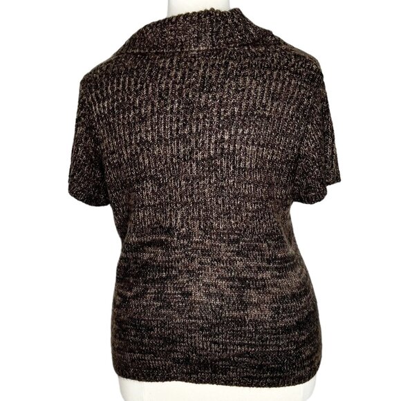 Cato Cardigan Sweater Womens Size 18/20W Brown Heathered Short Sleeve - Picture 3 of 4